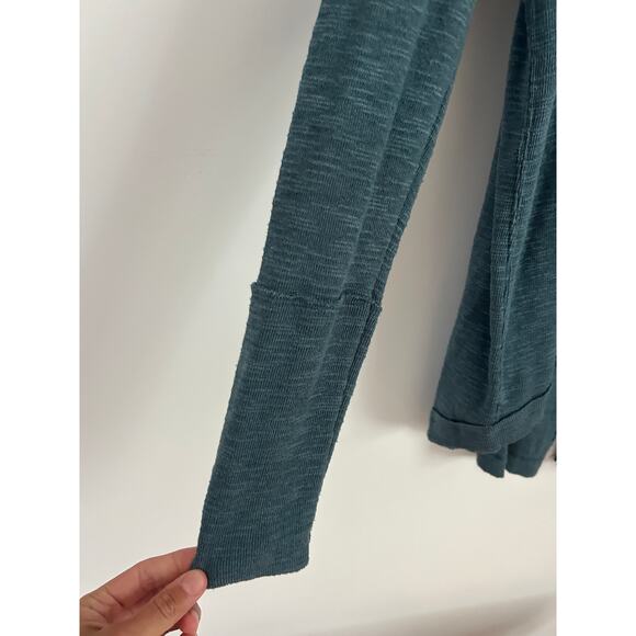 Free People Split Back Turtleneck Top - Blue Small - Picture 5 of 12